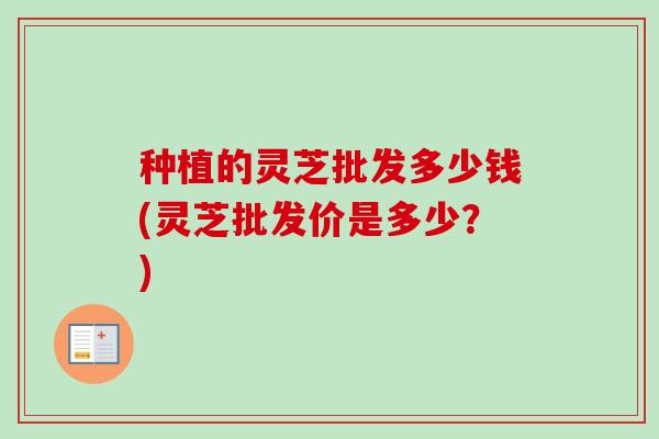 种植的灵芝批发多少钱(灵芝批发价是多少？)