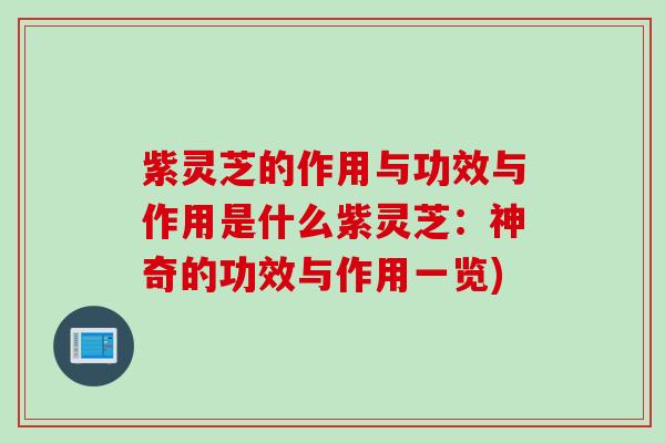 紫灵芝的作用与功效与作用是什么紫灵芝：神奇的功效与作用一览)