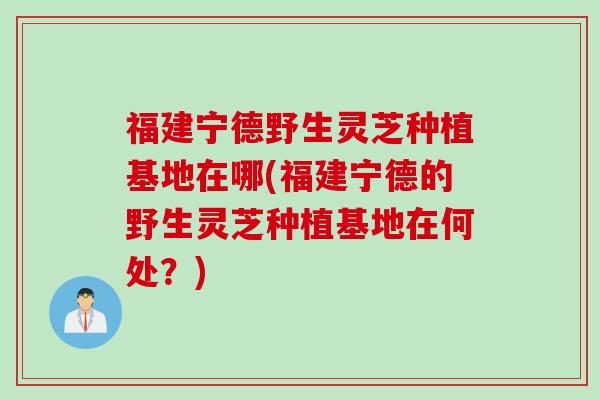 福建宁德野生灵芝种植基地在哪(福建宁德的野生灵芝种植基地在何处？)
