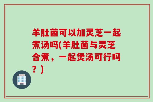 羊肚菌可以加灵芝一起煮汤吗(羊肚菌与灵芝合煮，一起煲汤可行吗？)