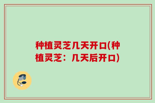 种植灵芝几天开口(种植灵芝:几天后开口) 种植灵芝几天开口(种植灵芝:几天后开口)