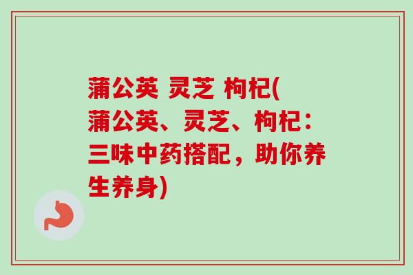 蒲公英 灵芝 枸杞(蒲公英、灵芝、枸杞：三味中药搭配，助你养生养身)