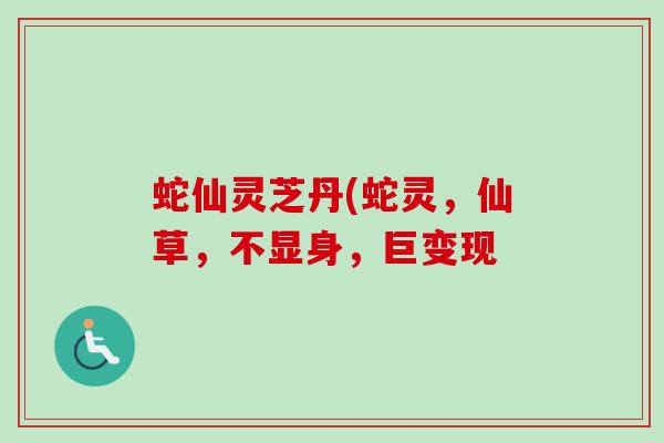 蛇仙灵芝丹(蛇灵，仙草，不显身，巨变现