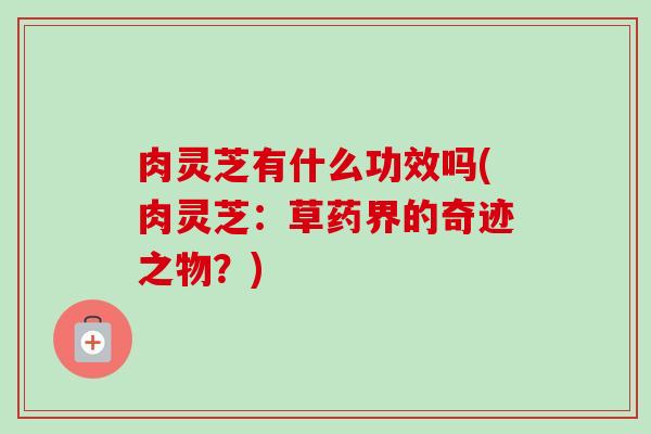 肉灵芝有什么功效吗(肉灵芝:草药界的奇迹之物?) 肉灵芝有什么功效吗(肉灵芝:草药界的奇迹之物?)