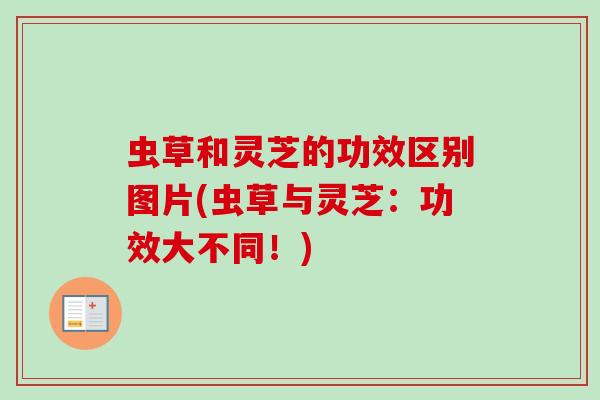 虫草和灵芝的功效区别图片(虫草与灵芝：功效大不同！)