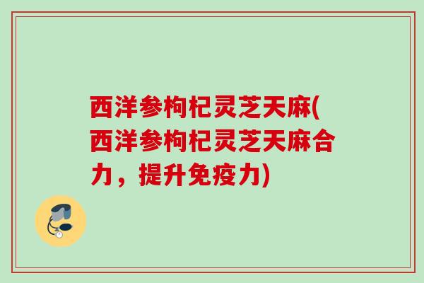 西洋参枸杞灵芝天麻(西洋参枸杞灵芝天麻合力，提升免疫力)