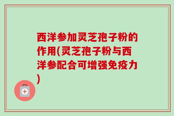 西洋参加灵芝孢子粉的作用(灵芝孢子粉与西洋参配合可增强免疫力)