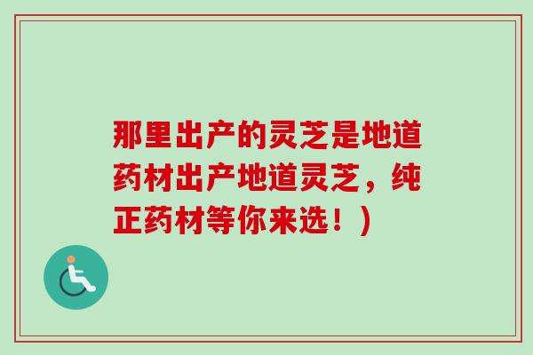 那里出产的灵芝是地道药材出产地道灵芝，纯正药材等你来选！)