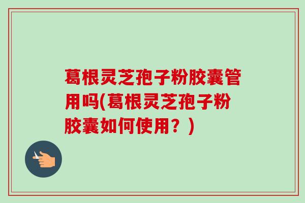 葛根灵芝孢子粉胶囊管用吗(葛根灵芝孢子粉胶囊如何使用?) 葛根灵芝孢子粉胶囊管用吗(葛根灵芝孢子粉胶囊如何使用?)