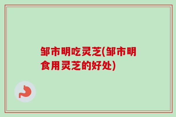 邹市明吃灵芝(邹市明食用灵芝的好处)