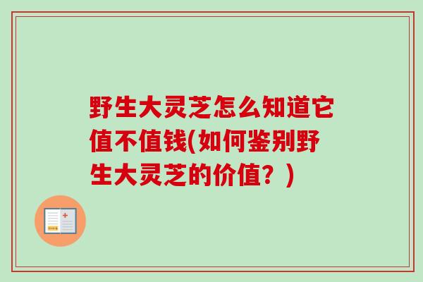 野生大灵芝怎么知道它值不值钱(如何鉴别野生大灵芝的价值？)