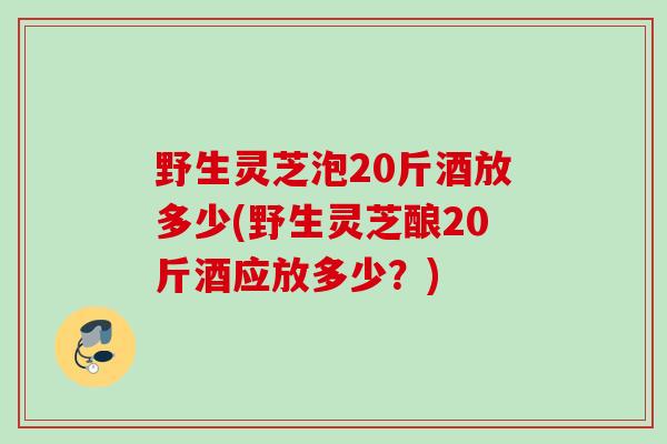 野生灵芝泡20斤酒放多少(野生灵芝酿20斤酒应放多少？)