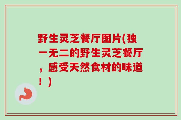 野生灵芝餐厅图片(独一无二的野生灵芝餐厅，感受天然食材的味道！)