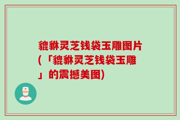 貔貅灵芝钱袋玉雕图片(「貔貅灵芝钱袋玉雕」的震撼美图)