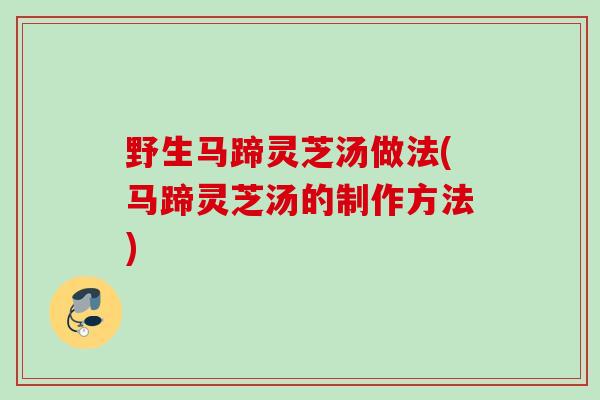 野生马蹄灵芝汤做法(马蹄灵芝汤的制作方法)