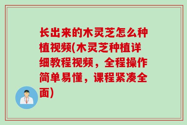 长出来的木灵芝怎么种植视频(木灵芝种植详细教程视频，全程操作简单易懂，课程紧凑全面)