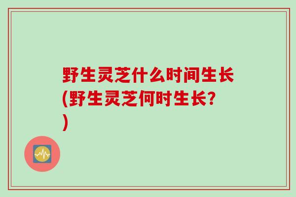 野生灵芝什么时间生长(野生灵芝何时生长？)
