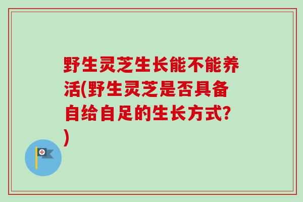 野生灵芝生长能不能养活(野生灵芝是否具备自给自足的生长方式？)