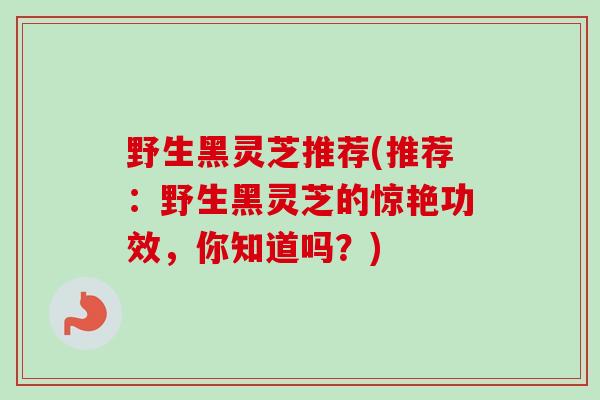 野生黑灵芝推荐(推荐：野生黑灵芝的惊艳功效，你知道吗？)