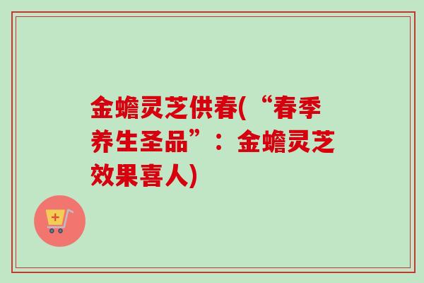 金蟾灵芝供春(“春季养生圣品”：金蟾灵芝效果喜人)