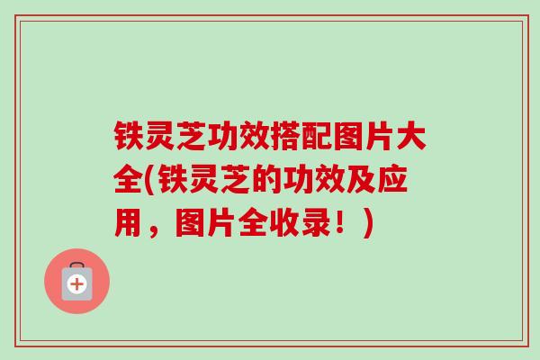 铁灵芝功效搭配图片大全(铁灵芝的功效及应用，图片全收录！)