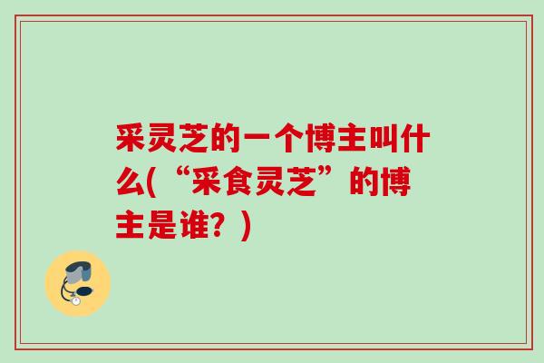 采灵芝的一个博主叫什么(“采食灵芝”的博主是谁？)