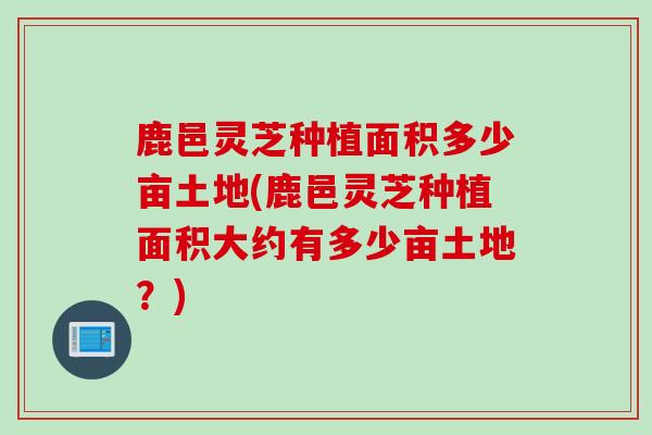 鹿邑灵芝种植面积多少亩土地(鹿邑灵芝种植面积大约有多少亩土地？)