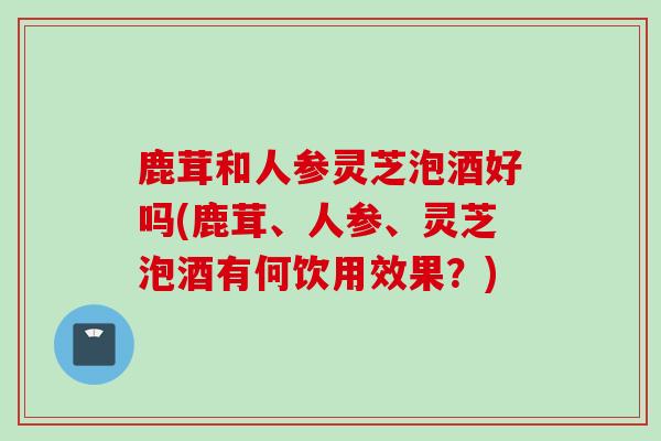 鹿茸和人参灵芝泡酒好吗(鹿茸、人参、灵芝泡酒有何饮用效果？)