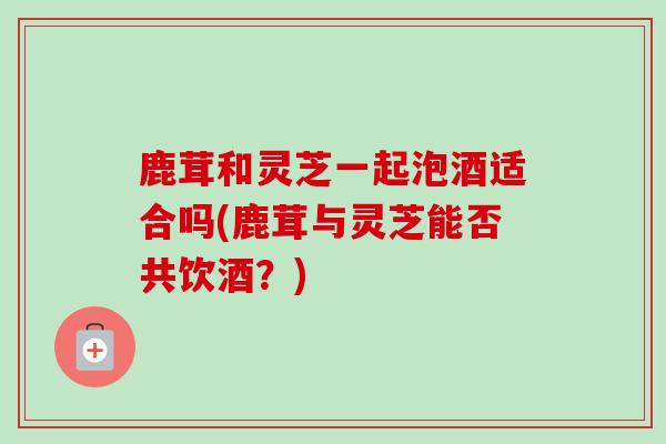 鹿茸和灵芝一起泡酒适合吗(鹿茸与灵芝能否共饮酒？)