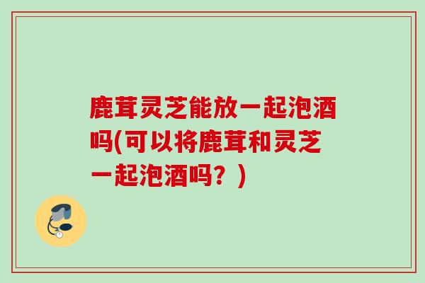 鹿茸灵芝能放一起泡酒吗(可以将鹿茸和灵芝一起泡酒吗？)