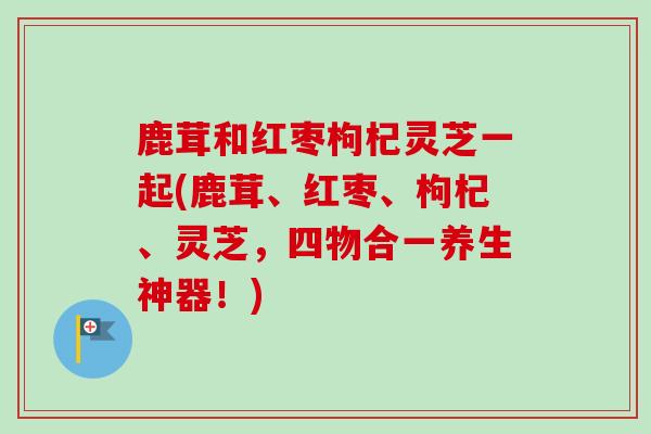 鹿茸和红枣枸杞灵芝一起(鹿茸、红枣、枸杞、灵芝，四物合一养生神器！)