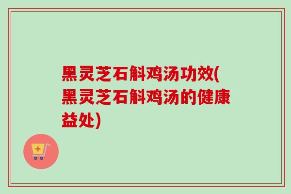 黑灵芝石斛鸡汤功效(黑灵芝石斛鸡汤的健康益处)