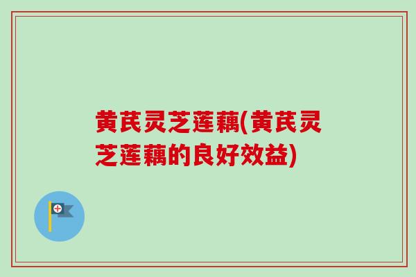 黄芪灵芝莲藕(黄芪灵芝莲藕的良好效益)