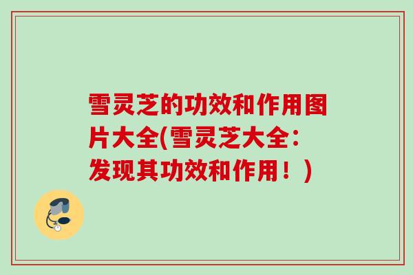 雪灵芝的功效和作用图片大全(雪灵芝大全：发现其功效和作用！)