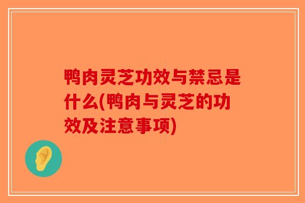 鸭肉灵芝功效与禁忌是什么(鸭肉与灵芝的功效及注意事项)