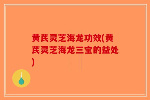 黄芪灵芝海龙功效(黄芪灵芝海龙三宝的益处)