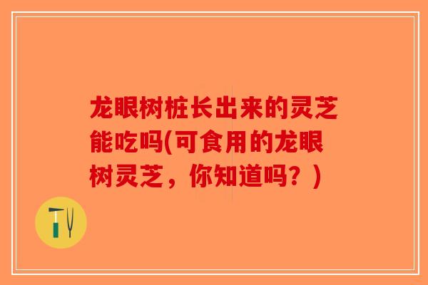 龙眼树桩长出来的灵芝能吃吗(可食用的龙眼树灵芝，你知道吗？)