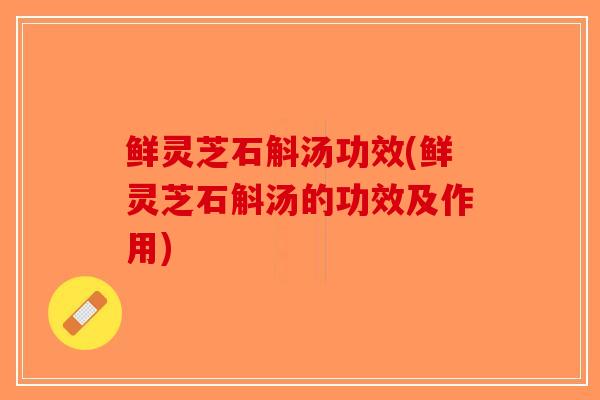 鲜灵芝石斛汤功效(鲜灵芝石斛汤的功效及作用)