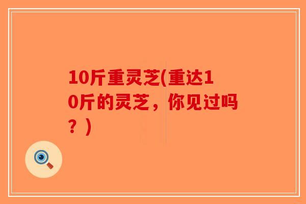 10斤重灵芝(重达10斤的灵芝，你见过吗？)