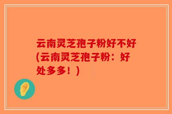 云南灵芝孢子粉好不好(云南灵芝孢子粉：好处多多！)