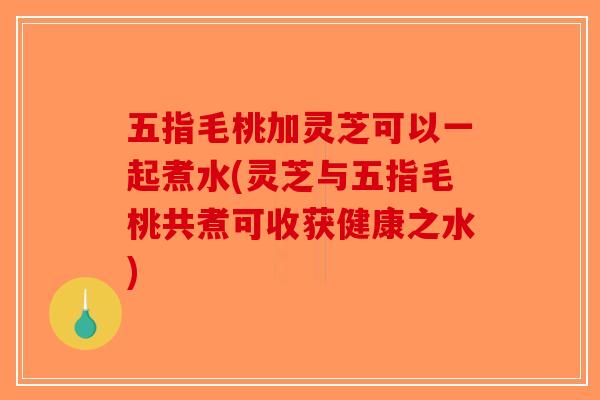 五指毛桃加灵芝可以一起煮水(灵芝与五指毛桃共煮可收获健康之水)
