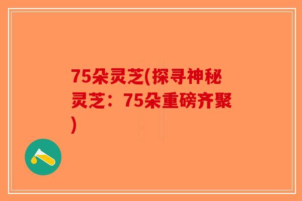 75朵灵芝(探寻神秘灵芝:75朵重磅齐聚) 75朵灵芝(探寻神秘灵芝:75朵重磅齐聚)