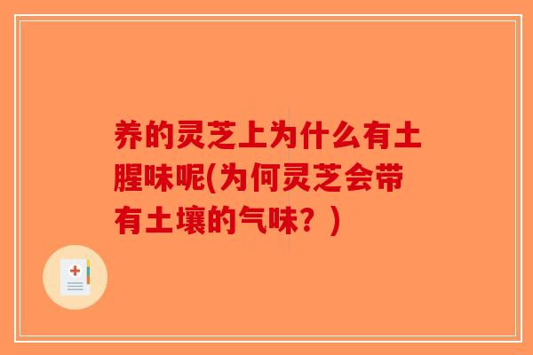养的灵芝上为什么有土腥味呢(为何灵芝会带有土壤的气味？)