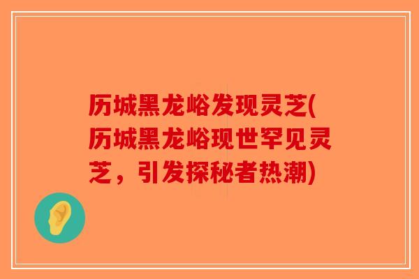 历城黑龙峪发现灵芝(历城黑龙峪现世罕见灵芝，引发探秘者热潮)