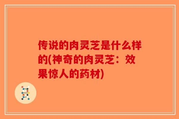 传说的肉灵芝是什么样的(神奇的肉灵芝：效果惊人的药材)