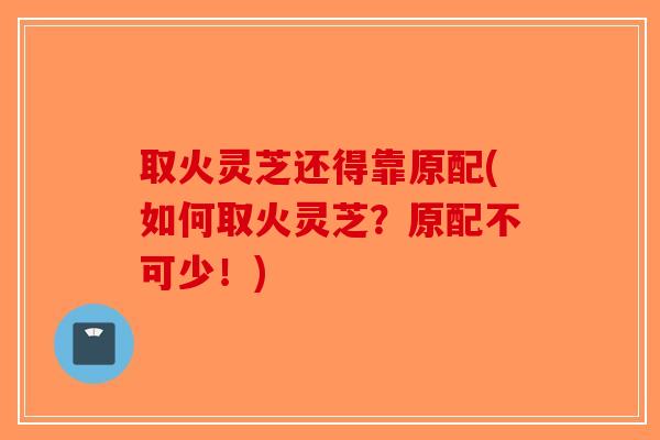 取火灵芝还得靠原配(如何取火灵芝？原配不可少！)