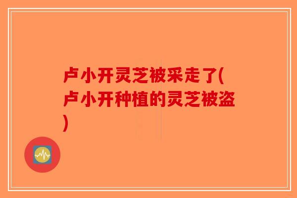 卢小开灵芝被采走了(卢小开种植的灵芝被盗)