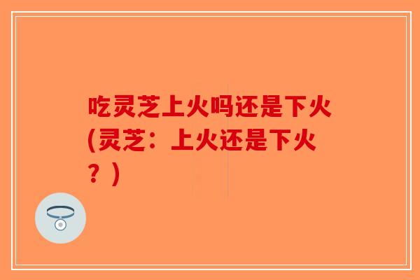 吃灵芝上火吗还是下火(灵芝：上火还是下火？)