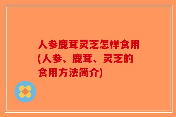 人参鹿茸灵芝怎样食用(人参、鹿茸、灵芝的食用方法简介)