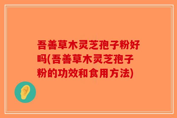 吾善草木灵芝孢子粉好吗(吾善草木灵芝孢子粉的功效和食用方法)